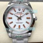 Swiss Quality Copy Rolex Milgauss White Dial Green Crystal 316L Steel Watch 